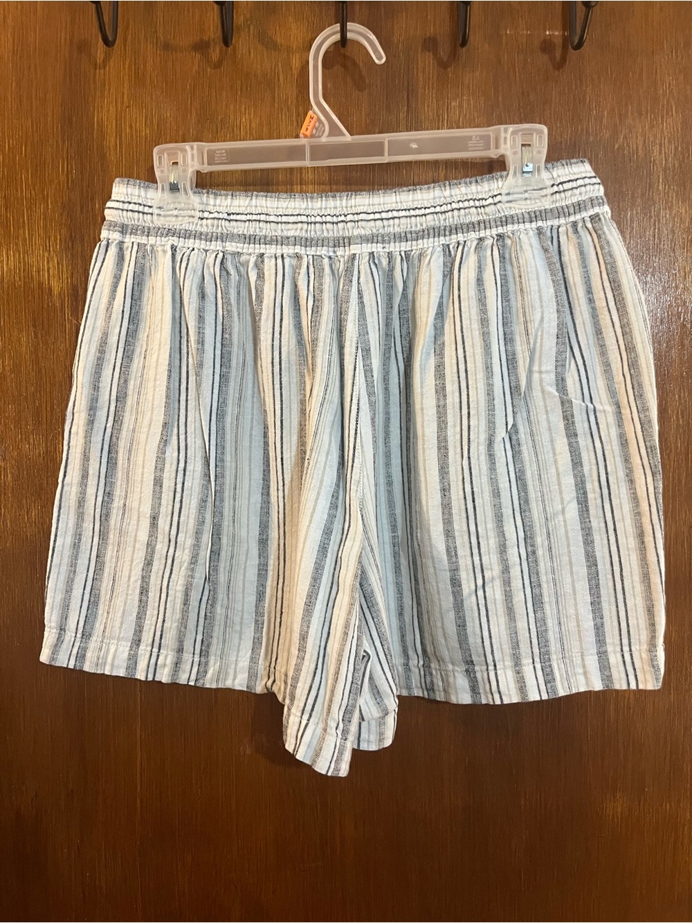 Women's Striped Drawstring Shorts - Blue & White - Picture 2 of 8